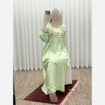 پیراهن ساحلی زنانه یقه گلدوزی هندی فری سایز رنگی قد 135 - Image 7