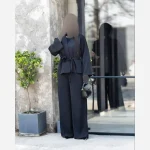 کت و شلوار زنانه مشکی مدل خانم گل جنس کرپ پارکر فیری سایز - Image 2