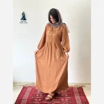 ساحلی گلدوزی تک جیب زنانه جنس نخ ململ رنگ زیتون خنک تابستانه - تصویر 6
