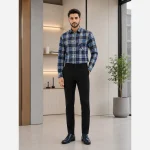 پیراهن مردانه آستین بلند بنگال چهارخانه اندامی - Image 5