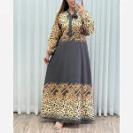 ساحلی کلوش حاشیه پلنگی جنس کرپ بوگاتی فری سایز - Image 5