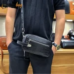 کیف دستی و دوشی چرم طبیعی گاوی دو خانه مدل شوزبگ - Image 3