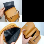 کیف دوشی چرمی اسپرت بزرگ چرم صنعتی مشکی خردلی قهوهای تیره - Image 5
