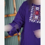 ست شومیز و شلوار نخی تابستانه یقه چاپی فری سایز - Image 5