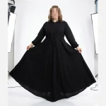 پیراهن تمام کلوش مشکی زنانه سایز بزرگ جنس رانفورس وارداتی - تصویر 2