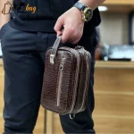 کیف دستی و دوشی چرم طبیعی گاوی دو خانه مدل شوزبگ - Image 2