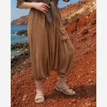 شلوار تبتی نخی قواره آزاد فری سایز زنانه - Image 12