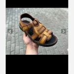 صندل چرم مردانه روزمره رنگ مشکی و قهوهای - Image 2