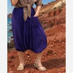 شلوار تبتی نخی قواره آزاد فری سایز زنانه - Image 10