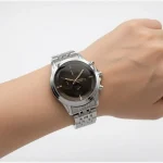 ساعت مچی زنانه سیکو استیل صفحه مشکی طرح سه موتور با تقویم و موتور ژاپن - تصویر 3