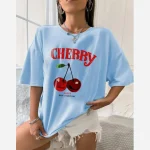 تیشرت باکسی سوپر نخ پنبه طرح گیلاس کیفیت عالی فری سایز - تصویر 3