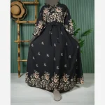 پیراهن کلوش طرح عالیس طلایی R7566 - Image 4