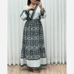 پیراهن ساحلی زنانه مدل چپ و راستی طرح فلور حاشیهدار فری سایز - تصویر 4