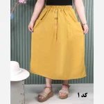 دامن لینن دو جیب فری سایز خنک تابستانی - Image 10