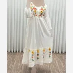 پیراهن گلدوزی هندی بلند نخی وارداتی فری سایز 38 تا 48 - Image 5