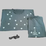 ست تیشرت و شلوار زنانه طرح قلب جنس نخ ویسکوز سایز 38 تا 48 - تصویر 3