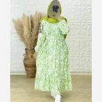 پیراهن ساحلی زنانه جنس کرپ فلور بوگاتی فری سایز تا 48 قد 136 - Image 5