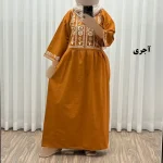 پیراهن زنانه لینن طرح مایا فری سایز مناسب تا 48 با کمربند - تصویر 5