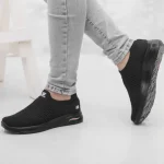 کفش پیادهروی مردانه اسکیچرز مدل Perfect رنگ مشکی بدون بند جورابی - تصویر 2