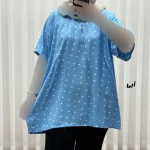تیشرت نخی زنانه طرح قلبی فری سایز مناسب تا سایز 54 - Image 6