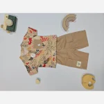 ست دو تیکه بلوز و شلوارک نوزادی هاوایی کوالا پنبه و جین کاغذی 4 سایز - Image 2