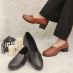 کفش زنانه طبی چرمی پاشنه دار طرح Zara مشکی سایز 37 تا 40 - Image 2