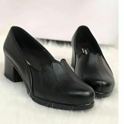 کفش زنانه طبی چرمی پاشنه دار طرح Zara مشکی سایز 37 تا 40