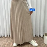 دامن پلیسه زنانه جودون گرم بالا فری سایز (36 تا 46) بدون آستر 6 رنگ - Image 21