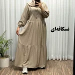 پیراهن ساحلی جلو دکمه نخی شسته شده فری سایز تا 46 بدون آبرفت و رنگ رفت کمربند دار تن خور شیک - Image 9
