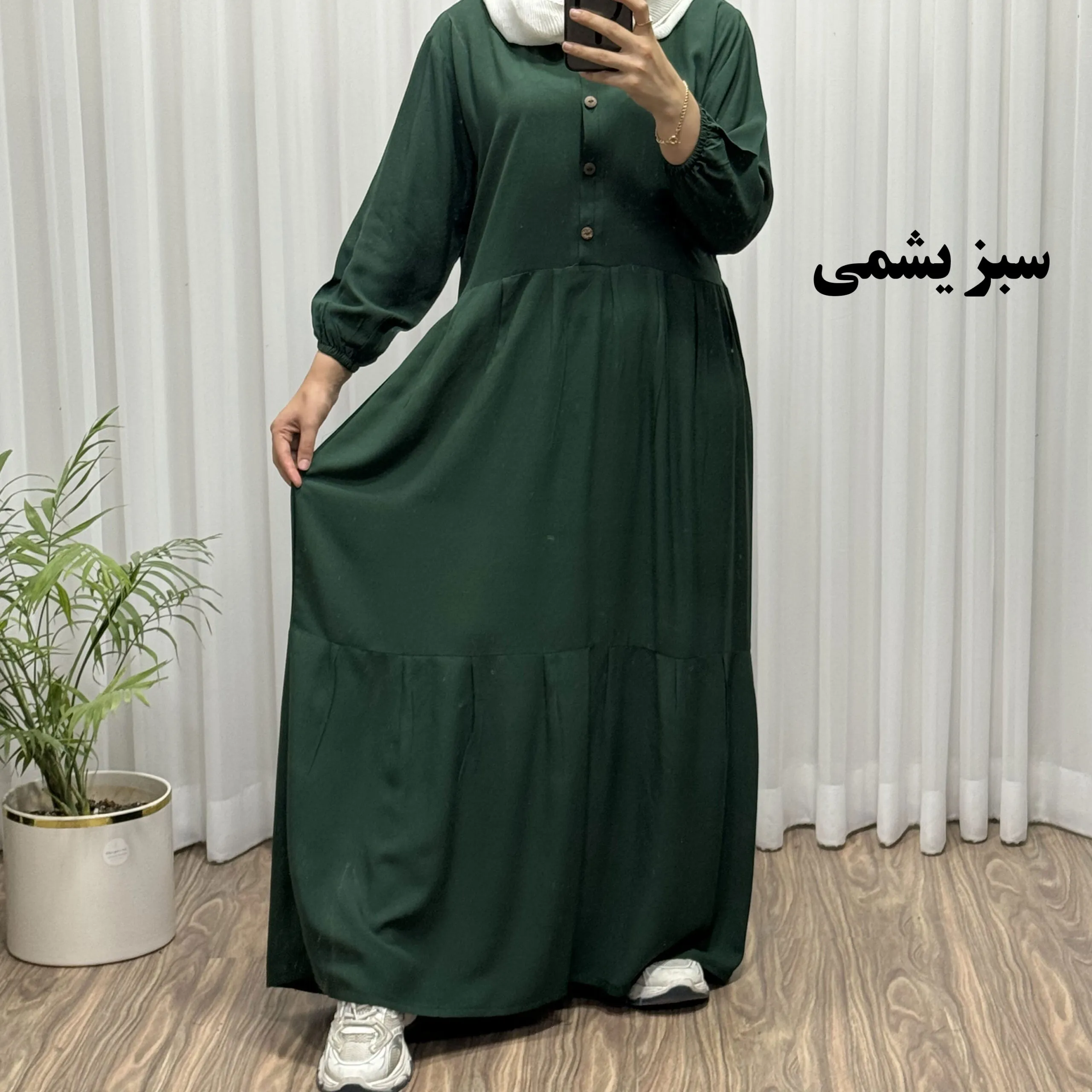 1776004071-69dbabe7144a6-IMG_3394-scaled-1 پیراهن ساحلی جلو دکمه نخی شسته شده فری سایز تا 46 بدون آبرفت و رنگ رفت کمربند دار تن خور شیک - Image 1