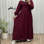 پیراهن ساحلی جلو دکمه نخی شسته شده فری سایز تا 46 بدون آبرفت و رنگ رفت کمربند دار تن خور شیک - Image 4