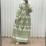 پیراهن فلور بوگاتی مدل گوله برفی فری سایز تا 48 چهارفصل شیک و راحت بدون چروک و سایه اندازی بند کمر قابل تنظیم زنانه و دخترانه - تصویر 6