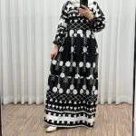 پیراهن فلور بوگاتی مدل گوله برفی فری سایز تا 48 چهارفصل شیک و راحت بدون چروک و سایه اندازی بند کمر قابل تنظیم زنانه و دخترانه - تصویر 7