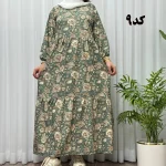 پیراهن ساحلی زنانه بوگاتی مدل دنیا فری سایز تا سایز 50 جنس فلور بوگاتی کمربنددار بدون بدن نما - تصویر 7