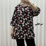 بلوز نخی زنانه بابونه فری سایز تا 52 کد 1731 تنخور راحت چهارفصل کمربنددار - تصویر 2