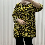 بلوز نخی فری سایز زنانه یاپراق کد 1732 مناسب تا سایز 52 چهارفصل تنخور راحت - Image 2