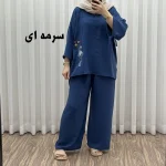 ست بلوز شلوار بادکنکی فری سایز تا 52 ابر و باد چهارفصل شیک و راحت بدون آبرفت و رنگ رفتگی - تصویر 2