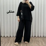 ست بلوز شلوار بادکنکی فری سایز تا 52 ابر و باد چهارفصل شیک و راحت بدون آبرفت و رنگ رفتگی - تصویر 9