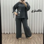 ست بلوز شلوار بادکنکی فری سایز تا 52 ابر و باد چهارفصل شیک و راحت بدون آبرفت و رنگ رفتگی - تصویر 5