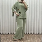 ست بلوز شلوار بادکنکی فری سایز تا 52 ابر و باد چهارفصل شیک و راحت بدون آبرفت و رنگ رفتگی - تصویر 7