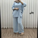 ست بلوز شلوار بادکنکی فری سایز تا 52 ابر و باد چهارفصل شیک و راحت بدون آبرفت و رنگ رفتگی - تصویر 8