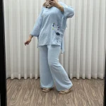 ست بلوز شلوار بادکنکی فری سایز تا 52 ابر و باد چهارفصل شیک و راحت بدون آبرفت و رنگ رفتگی - تصویر 6