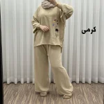 ست بلوز شلوار بادکنکی فری سایز تا 52 ابر و باد چهارفصل شیک و راحت بدون آبرفت و رنگ رفتگی - تصویر 10