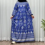 پیراهن ساحلی زنانه بوگاتی مدل ترمه آسمانی فری سایز تا 48 آبرفت و رنگ رفت ندارد - Image 6
