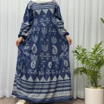 پیراهن ساحلی زنانه بوگاتی مدل ترمه آسمانی فری سایز تا 48 آبرفت و رنگ رفت ندارد - Image 7