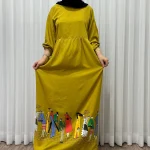 پیراهن ساحلی زنانه نخی فری سایز تا 48 قد 133 کمر بند دار شیک راحت چهارفصل - Image 6