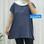تاپ زنانه نخی شسته شده فری سایز مناسب تا سایز 50 چهارفصل تنخور آزاد و راحت - Image 6