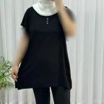 تاپ زنانه نخی شسته شده فری سایز مناسب تا سایز 50 چهارفصل تنخور آزاد و راحت - Image 7
