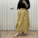 دامن کتان زنانه فری سایز شیک و راحت کد 1301 مناسب تا سایز 48 چهارفصل - Image 9