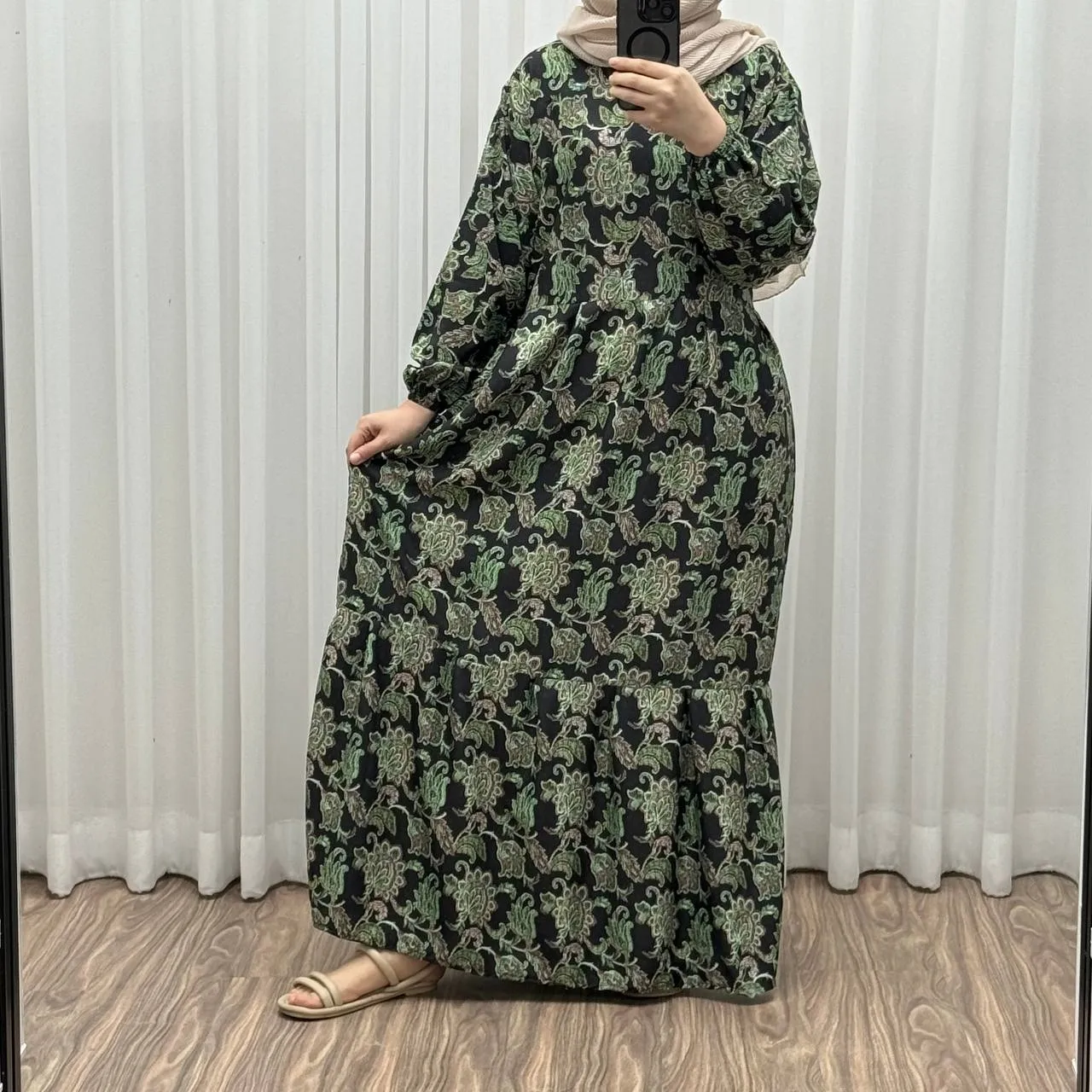 1776004490-69dbad8aabea4-سبز-3 پیراهن فلور بوگاتی فری سایز زنانه کد 1215 تا سایز 46 مناسب چهارفصل بنددار شیک راحت - Image 1